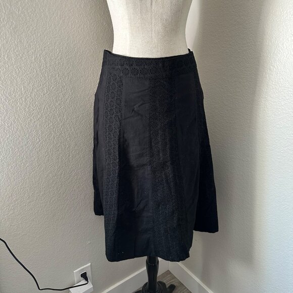 H&M A Line Mini Skirt Eyelet Insert Cotton Minimalist Black Sz 14 NWT - Picture 1 of 7